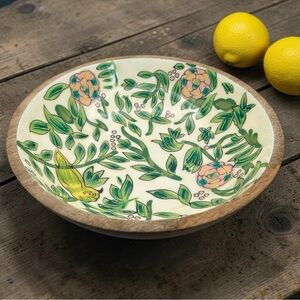 Opalhouse Mango Wood India Footed Bowl Lacquered Resin Interior Bowl Flowers